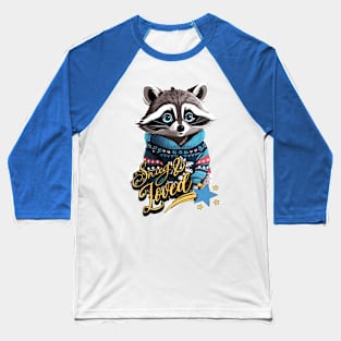 Christmas Raccoon Wearing Xmas Sweater Snug & Loved Funny Baseball T-Shirt